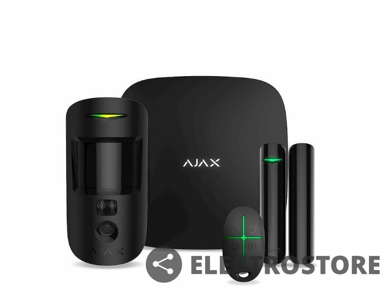 AJAX Zestaw alarmowy StarterKit Cam Hub 2, MC, DP, SpaceControl czarny