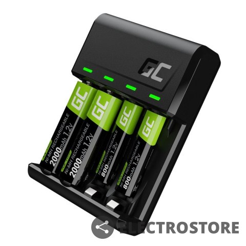 Green Cell Ładowarka VitalCharger + akumulatory 2xAA 2000mAh + 2xAAA 800mAh