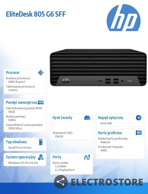HP Inc. Komputer 805SFF G6 R7-4750G 512/16/DVD/W10P 273D6EA