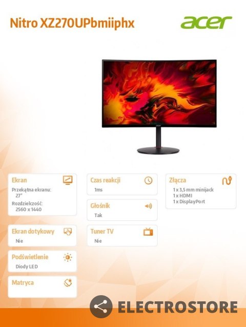 Acer Monitor 27 cali Nitro XZ270UPbmiiphx Acer Monitor 27 cali Nitro XZ270UPbmiiphx