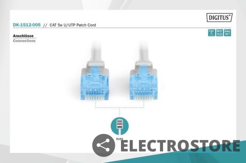 Digitus Patch cord U/UTP kat.5e PVC 0,5m szary Digitus Patch cord U/UTP kat.5e PVC 0,5m szary
