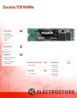 Kioxia Dysk SSD Exceria 1TB NVMe 1700/1600Mb/s 2280