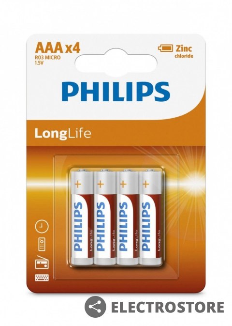 Philips Bateria R03 AAA LONGLIF E (4 SZT BLISTER)