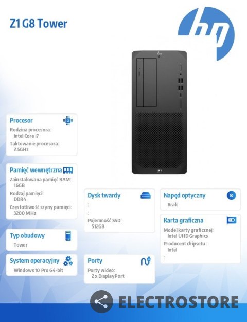 HP Inc. Komputer Z1 TWR G8 i7-11700 512/16G/W10P 2N2F4EA HP Inc. Komputer Z1 TWR G8 i7-11700 512/16G/W10P 2N2F4EA