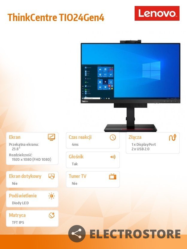 Lenovo Monitor 23.8 ThinkCentre Tiny-in-One 24Gen4 WLED 11GEPAT1EU