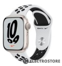 Apple Watch Nike Series 7 GPS, 45mm Koperta z aluminium w kolorze księżycowej poświaty z paskiem sportowym Nike czysta platyna/czarny 