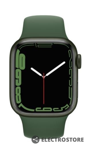 Apple Watch Series 7 GPS, 45mm Koperta z aluminium w kolorze zielonym z paskiem sportowym w kolorze koniczyny - Regular