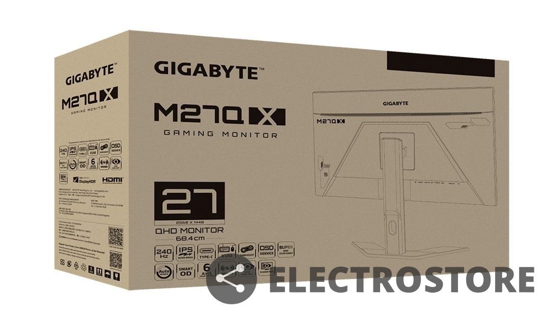 Gigabyte Monitor 27 cali M27QX GAMING 0,5ms/1MLN:1/WQHD/HDMI Gigabyte Monitor 27 cali M27QX GAMING 0,5ms/1MLN:1/WQHD/HDMI