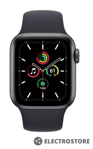 Apple Apple Watch SE GPS + Cellular, 40mm koperta z aluminium w kolorze gwiezdnej szarości z paskiem sportowym w kolorze północ - Regu