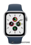 Apple Watch SE GPS, 44mm koperta z aluminium w kolorze srebrnym z paskiem sportowym w kolorze błękitnej toni - Regular