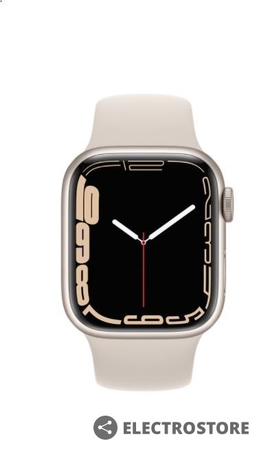 Apple Watch Series 7 GPS, 45mm Koperta z aluminium w kolorze księżycowej poświaty z paskiem sportowym w kolorze księżycowej poświaty -