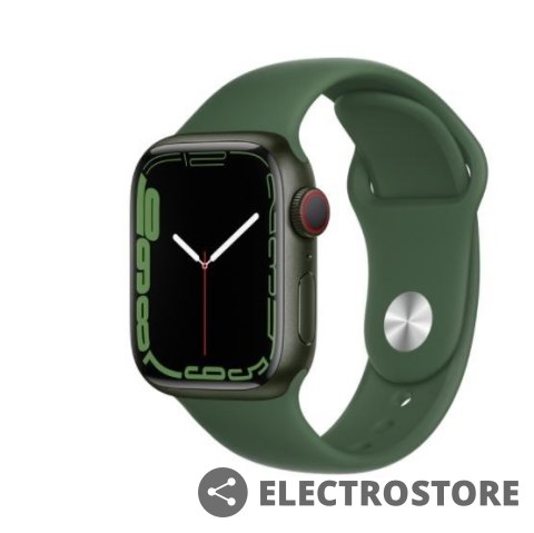 Apple Watch Series 7 GPS + Cellular, 41mm Koperta z aluminium w kolorze zielonym z paskiem sportowym w kolorze koniczyny - Regular