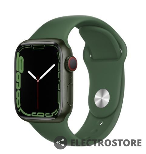 Apple Watch Series 7 GPS + Cellular, 45mm Koperta z aluminium w kolorze zielonym z paskiem sportowym w kolorze koniczyny - Regular