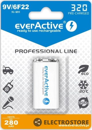 EverActive Akumulator 6F22/9V Ni-MH 320 mAh 1 szt. ready to use