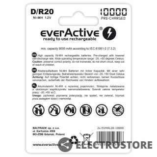 EverActive Akumulatorki R20/D NI-MH 10000 mAh 2 szt. ready to use
