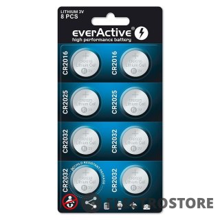 EverActive Baterie litowe zestaw 8 szt. CRMIX 4x CR2032, 2x CR2025, 2x CR2016