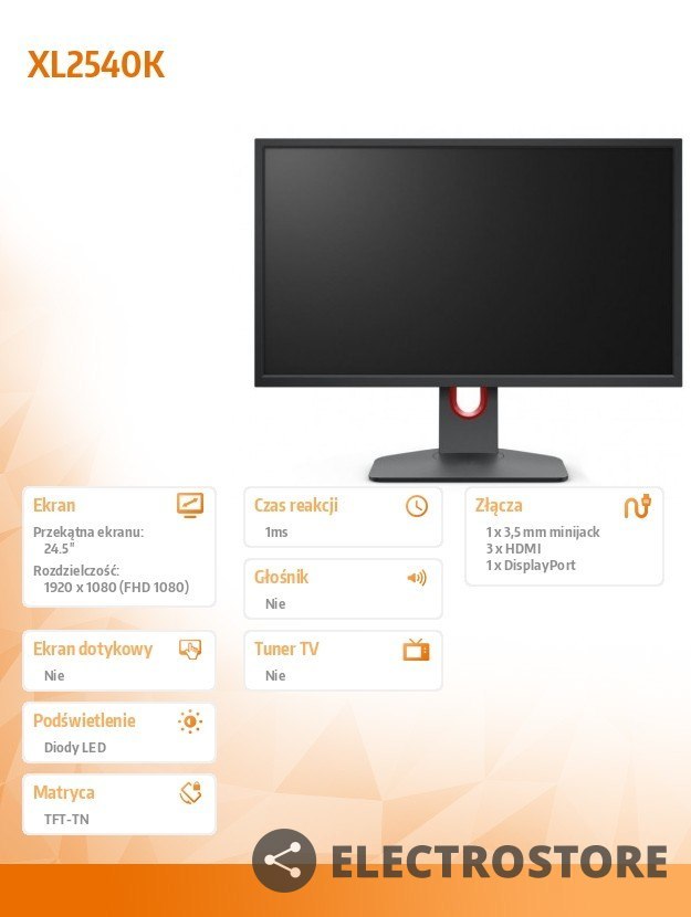 ZOWIE Monitor BENQ XL2540K LED 1ms/12MLN:1/HDMI/GAMING