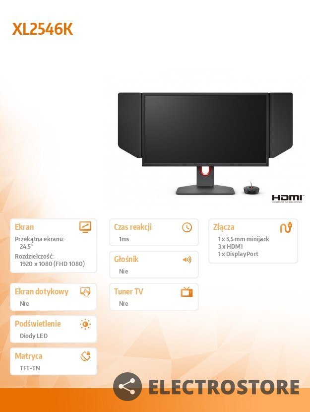 ZOWIE Monitor XL2546K LED 1ms/12MLN:1/HDMI/GAMING