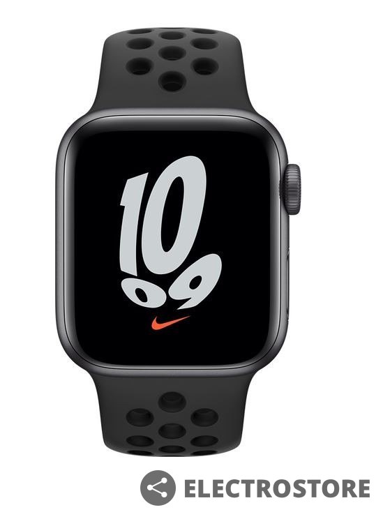 Apple Watch Nike SE GPS, 40mm koperta z aluminium w kolorze gwiezdnej szarości z paskiem sportowym w kolorze antracyt/czarny
