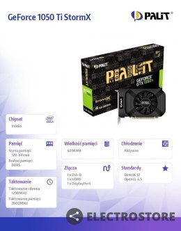 Palit Karta graficzna GeForce GTX 1050 Ti StormX 4GB 128 bit DVI/HDMI/DP