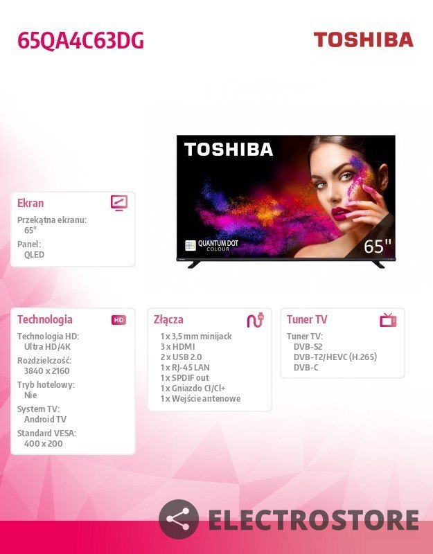 Toshiba Telewizor LED 65 QLED 65QA4C63DG