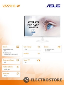 Asus Monitor 27 cali VZ279HE-W IPS FHD VGA HDMI SLIM