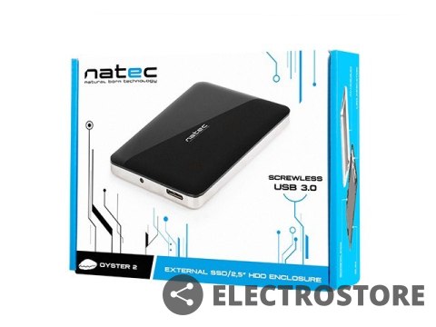 Natec Kieszeń zewnętrzna HDD sata OYSTER 2 2,5'' USB 3.0 Aluminium Czarny Natec Kieszeń zewnętrzna HDD sata OYSTER 2 2,5'' USB 3.0 Aluminium Czarny