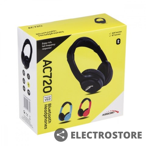 Audiocore Słuchawki bezprzewodowe nauszne AC720R Czerwone Audiocore Słuchawki bezprzewodowe nauszne AC720R Czerwone