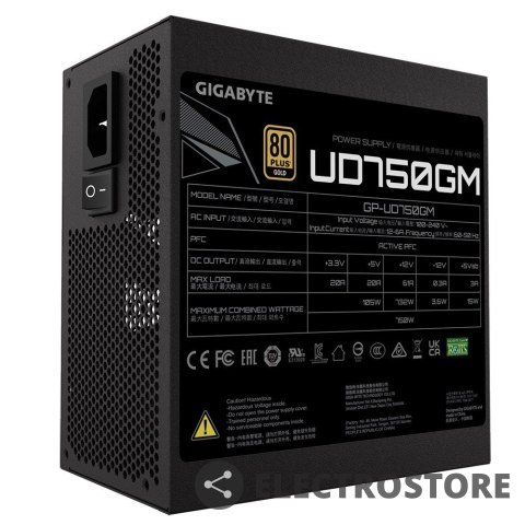 Gigabyte Zasilacz modularny UD750GM 750W 80PLUS GOLD ATX Gigabyte Zasilacz modularny UD750GM 750W 80PLUS GOLD ATX