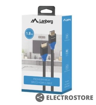 Lanberg Kabel HDMI M/M V2.0 1.8m 4K pełna miedź czarny BOX