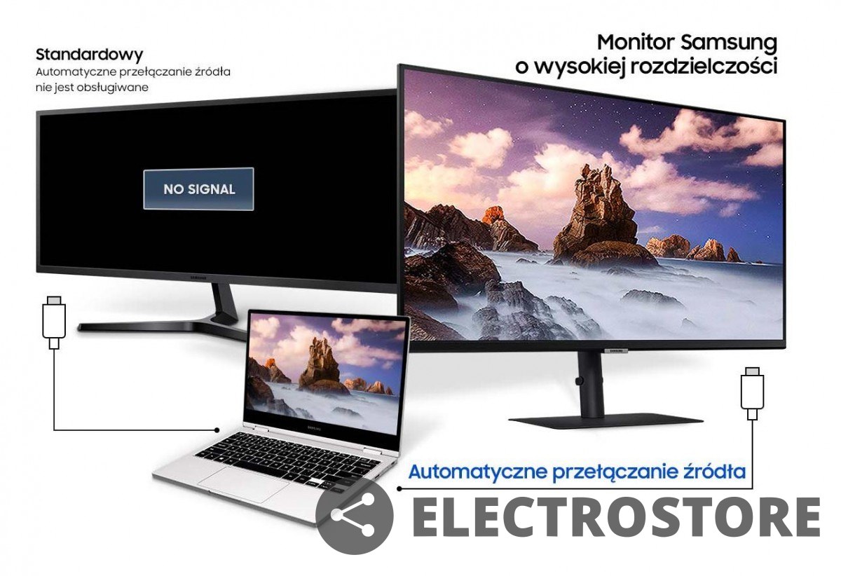 Samsung Monitor 27 cali LS27A600NWUXEN IPS 2560 x 1440 WQHD 16:9 1xHDMI 1xDP 5ms HAS+PIVOT płaski 3Y