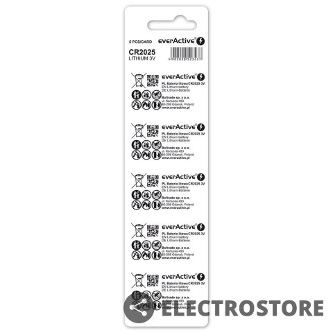 EverActive Bateria litowa CR2025 blister 5 szt. EverActive Bateria litowa CR2025 blister 5 szt.