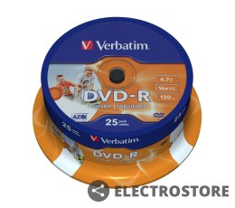 Verbatim DVD-R 16x 4.7GB 25P CB PRINTABLE 43538