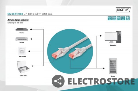Digitus Patch cord S/FTP kat.6 LS0H 1m Szary Digitus Patch cord S/FTP kat.6 LS0H 1m Szary