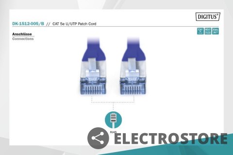 Digitus Patch cord U/UTP kat.5e PVC 0,5m niebieski Digitus Patch cord U/UTP kat.5e PVC 0,5m niebieski
