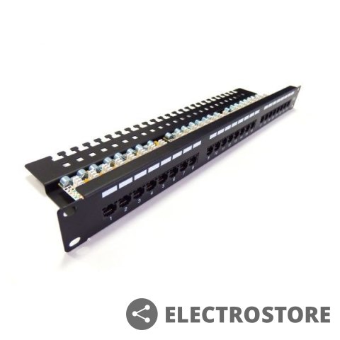 Digitus Panel krosowy (patch panel) 19'' 24x RJ45, kat.6, ekranowany, LSA poziom, prowadnica kabli, pola opisowe, 1U, czarny (kompletny) Digitus Panel krosowy (patch panel) 19'' 24x RJ45, kat.6, ekranowany, LSA poziom, prowadnica kabli, pola opisowe, 1U, czarny (kompletny)
