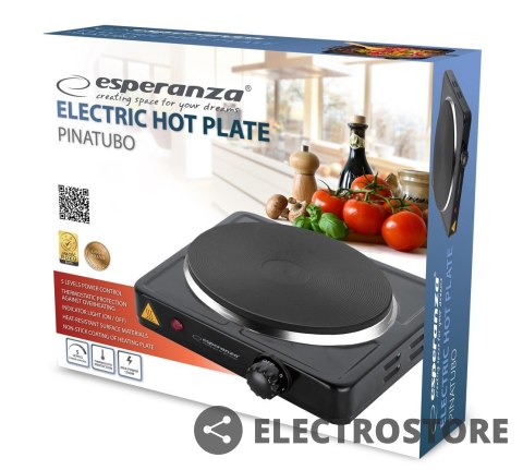 Esperanza KUCHENKA ELEKTRYCZNA PINATUBO CZARNA EKH002K Esperanza KUCHENKA ELEKTRYCZNA PINATUBO CZARNA EKH002K