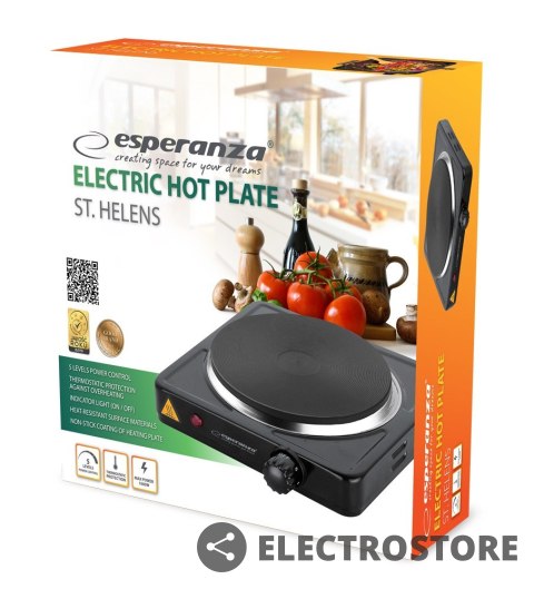 Esperanza KUCHENKA ELEKTRYCZNA ST. HELENS CZARNA EKH003 Esperanza KUCHENKA ELEKTRYCZNA ST. HELENS CZARNA EKH003