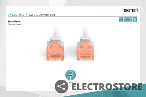 Digitus Patch cord nieekranowany U/UTP Kat.6 AWG 26/7 miedź LSOH 7,0 m Szary Digitus Patch cord nieekranowany U/UTP Kat.6 AWG 26/7 miedź LSOH 7,0 m Szary