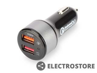 EDNET Ładowarka samochodowa Qualcomm Quick Charge 3.0, 2xUSB (3A/2.4A), czarno-srebrna