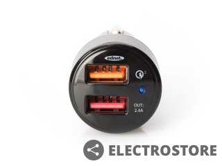 EDNET Ładowarka samochodowa Qualcomm Quick Charge 3.0, 2xUSB (3A/2.4A), czarno-srebrna