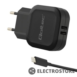 Qoltec Ładowarka sieciowa 17W | 5V | 3.4A | 2xUSB + kabel USB typC