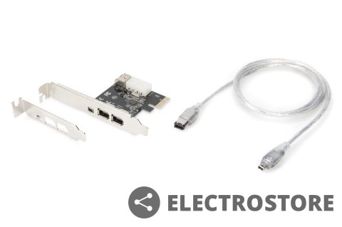 Digitus Karta (Kontroler) Firewire (400) PCI Exp., 2xZew. 1xZew.(Mini) IEEE1394a 6pin+Mini,Low Profile,VT6308P Digitus Karta (Kontroler) Firewire (400) PCI Exp., 2xZew. 1xZew.(Mini) IEEE1394a 6pin+Mini,Low Profile,VT6308P
