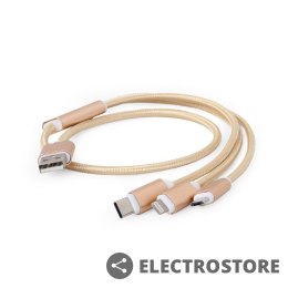 Gembird Kabel USB 3w1 do ładowania/1m/złoty