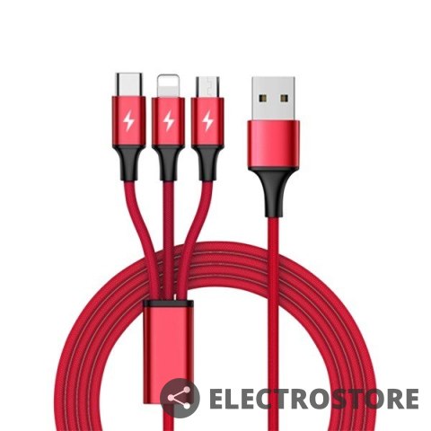 Unitek Kabel ładujący 3-in-1 USB - USB-C/microUSB/Lightning, 1,2m; C4049RD Unitek Kabel ładujący 3-in-1 USB - USB-C/microUSB/Lightning, 1,2m; C4049RD