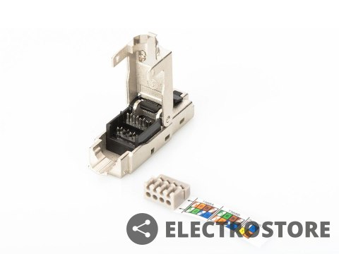 Digitus Wtyk modularny RJ45 kat.6A, PoE+, 10GbE, STP, ekranowany, metalowy, beznarzędziowy, AWG 27-22, zaślepka Digitus Wtyk modularny RJ45 kat.6A, PoE+, 10GbE, STP, ekranowany, metalowy, beznarzędziowy, AWG 27-22, zaślepka