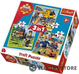 Trefl Puzzle 3w1 Strażak Sam - W akcji