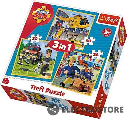 Trefl Puzzle 3w1 Strażak Sam - W akcji