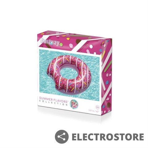 BESTWAY Koło dmuchane do pływania Donat 107 cm różowy