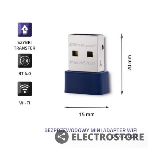 Qoltec Bezprzewodowy mini adapter Wi-Fi | BT 4.0 USB | standard N Qoltec Bezprzewodowy mini adapter Wi-Fi | BT 4.0 USB | standard N